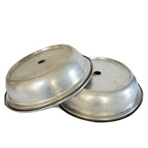 2 Aluminum Dura-Ware Plate Covers Hot Food Serving Industrial Restaurant Hotel